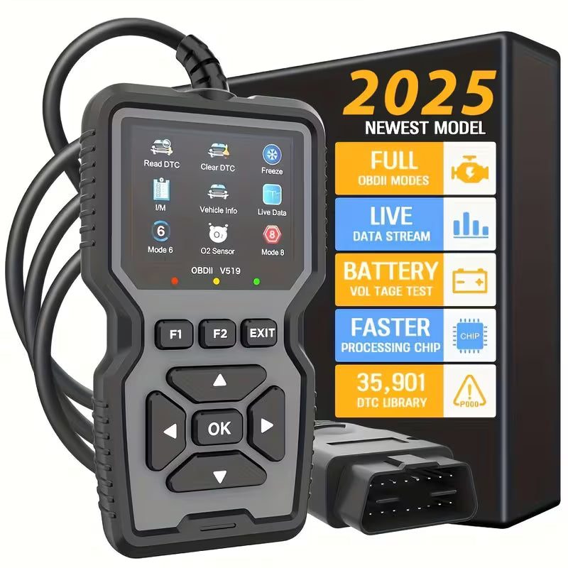 Professionele OBD2 Diagnostische Scanner Tool | USB Aangedreven, Motor Fout Detector, Lezer, Batterij Tester, I/M Klaarheid Status, Code Verwijderaar, Ondersteunt 10 Talen, Compatibel met Alle OBD II Protocol Voertuigen Sinds 1996,