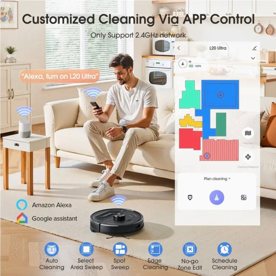 Lubluelu L20 Ultra robotstofzuiger met dweilfunctie. Zonder station